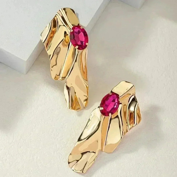 Multicolor Women's Exaggerated Sea Wave Shape Luxurious Earrings - Picture 2 of 6